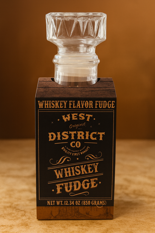 Whiskey Fudge in Luxury Glass Decanter – Gourmet Chocolate Fudge with Whiskey Flavor | Unique Gift for Men, Dad, Whiskey Lovers & Special Occasions (12.34 oz)